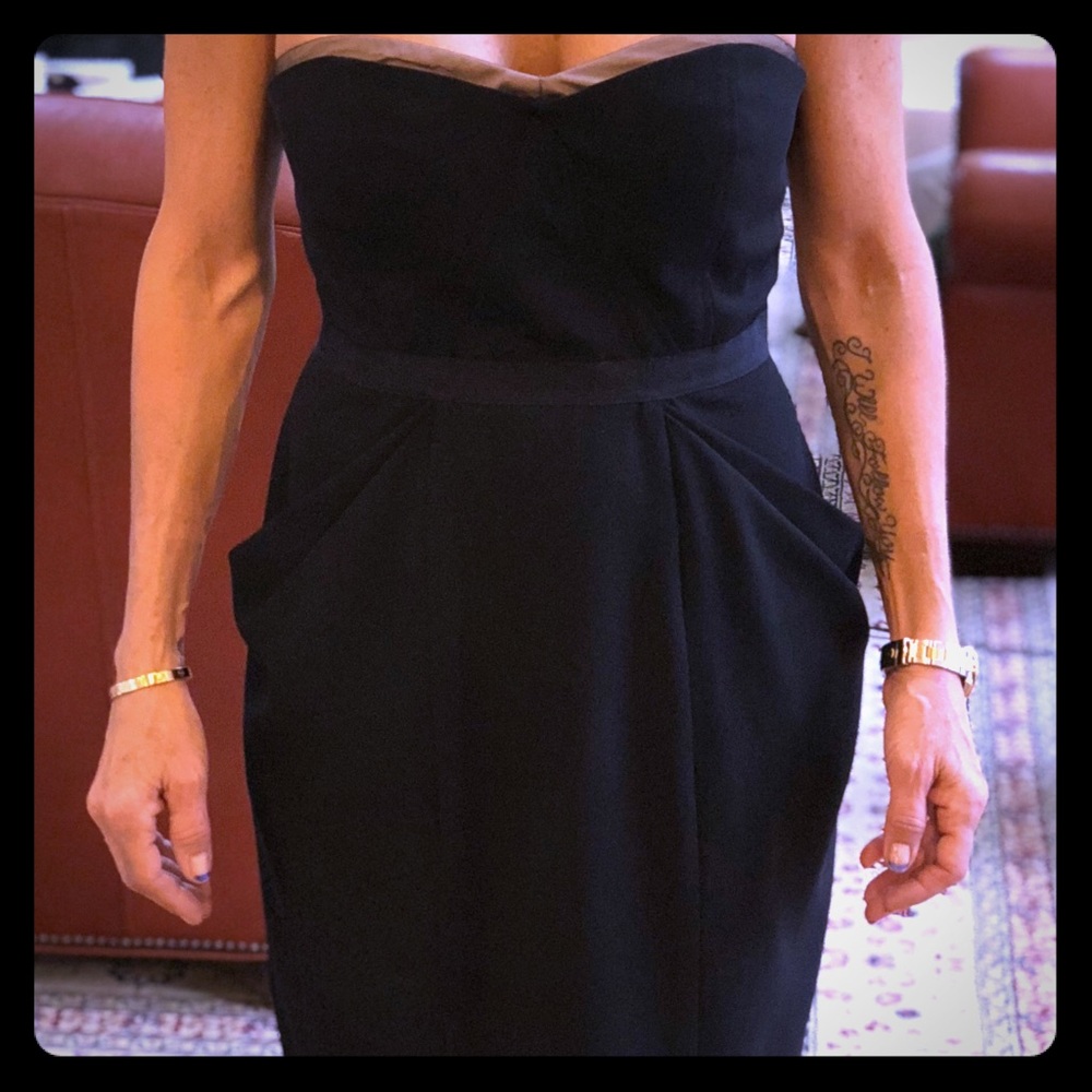 Black strapless BCBG MaxAzria never worn dress.